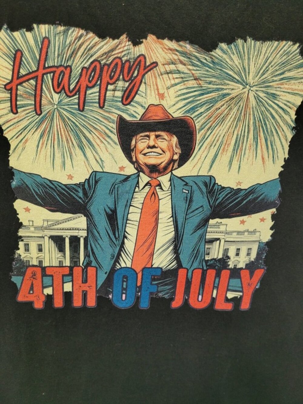 4th of July Donald Trump Patriotic Tank Top XL Black White House